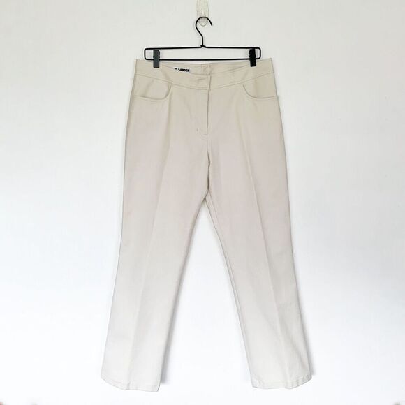 Jil Sander Women’s Cream Pleat Front Scoop Pocket Straight Leg Pant - Picture 1 of 11